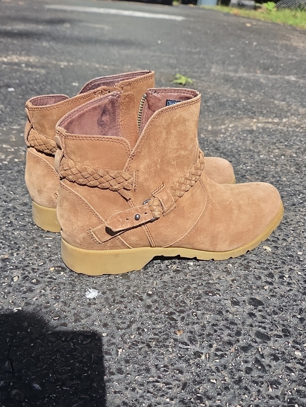Teva Tan Suede Braided Strap Ankle Booties